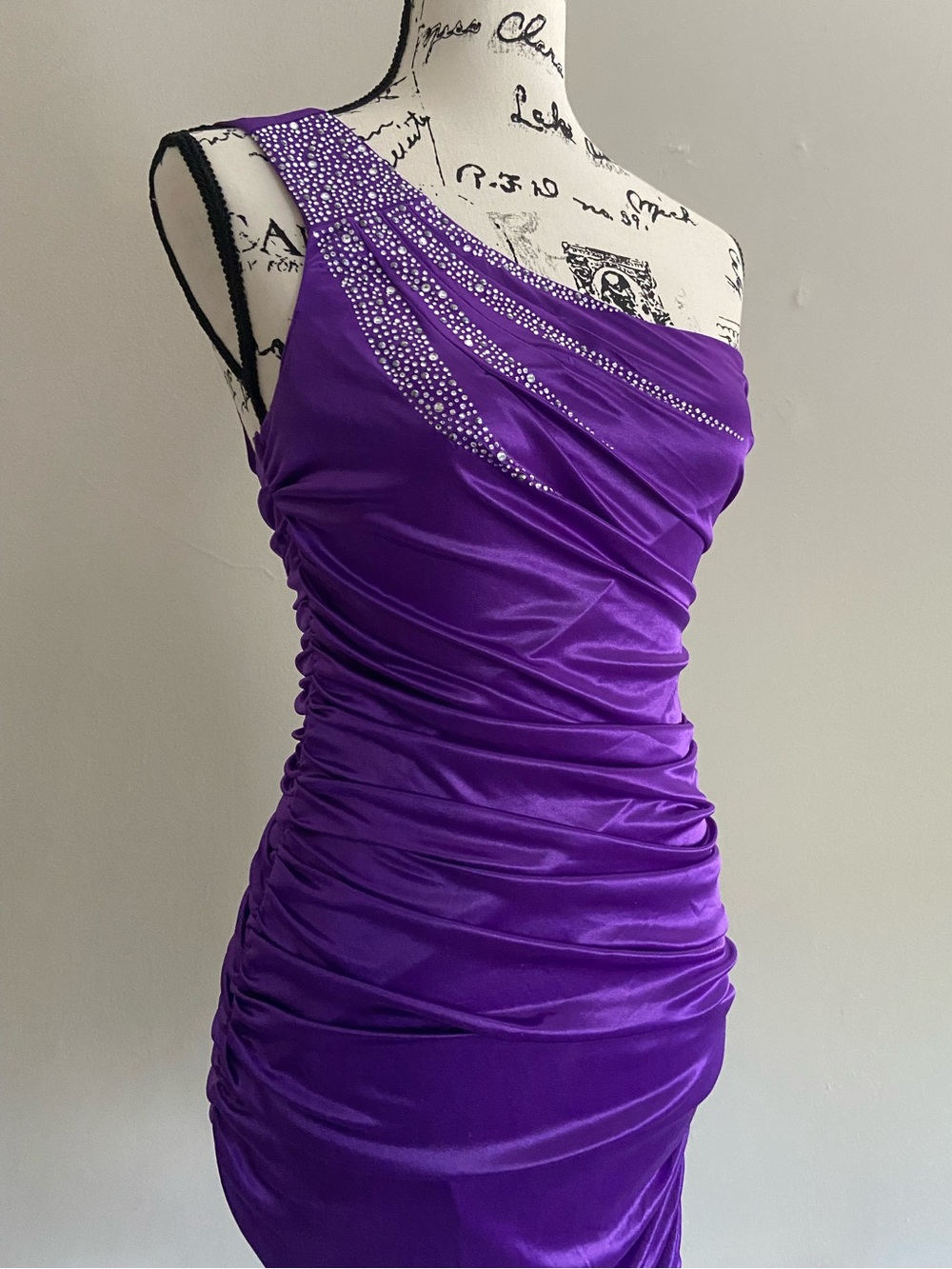 Royal Purple Asymmetric Neckline Dress